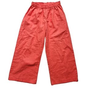Persnickety Girls 10 Coral Wide Leg Linen Blend Cropped Pull-On Pants